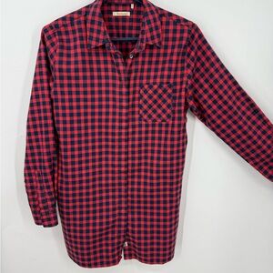 Barbour cotton blue and red check hidden button tunic shirt 8